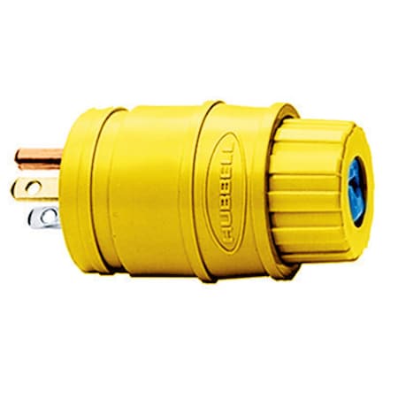 Bryant Locking Plug, 5-15P, 15 A, 125V AC, 2 Pole, Screw Terminals, Yellow BRY14W47